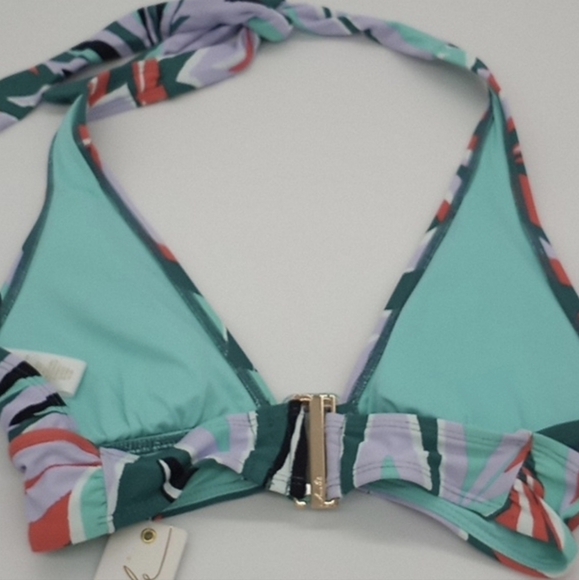 Anne Cole 2pc Zesty Tropical Halter Top Shirred High Waist Bottom Bikini Set XS - Picture 10 of 16